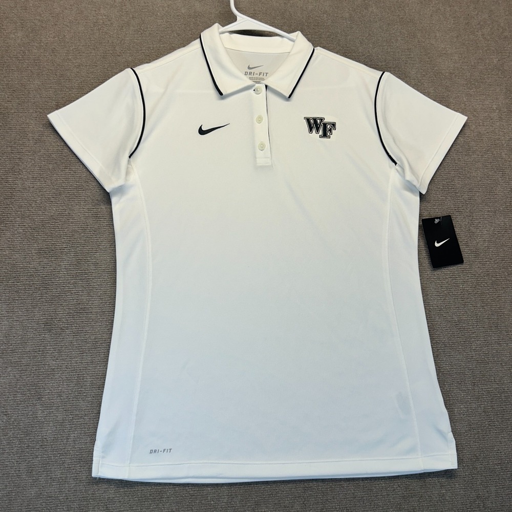 Wake Forest Lady Deacs Tennis Polo Shirt Women's Large Nike Dri-Fit White NEW